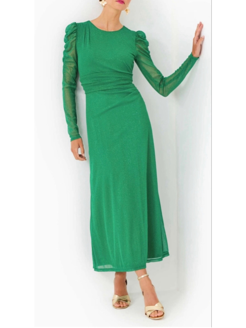 Lilly Pulitzer Preslie Long Sleeve Mesh Midi Dress Fiddle Leaf Green XXS NWT